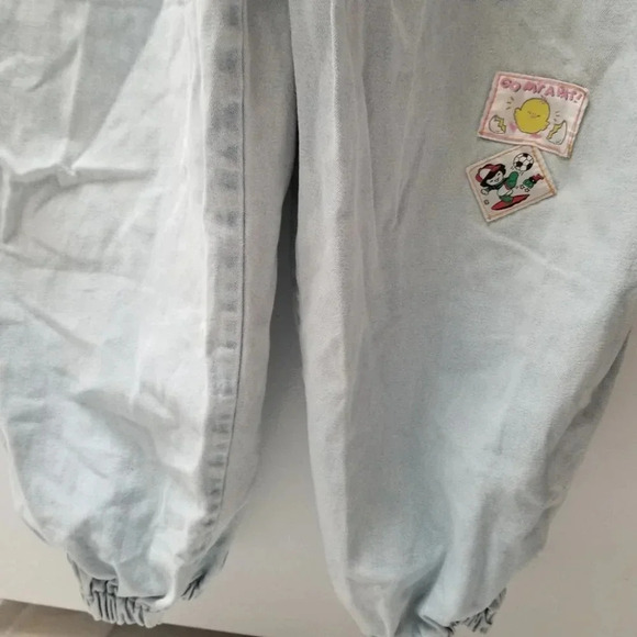 VINTAGE Handmade Baby Doll Jean Coveralls Patchwork Crop L - Picture 4 of 16